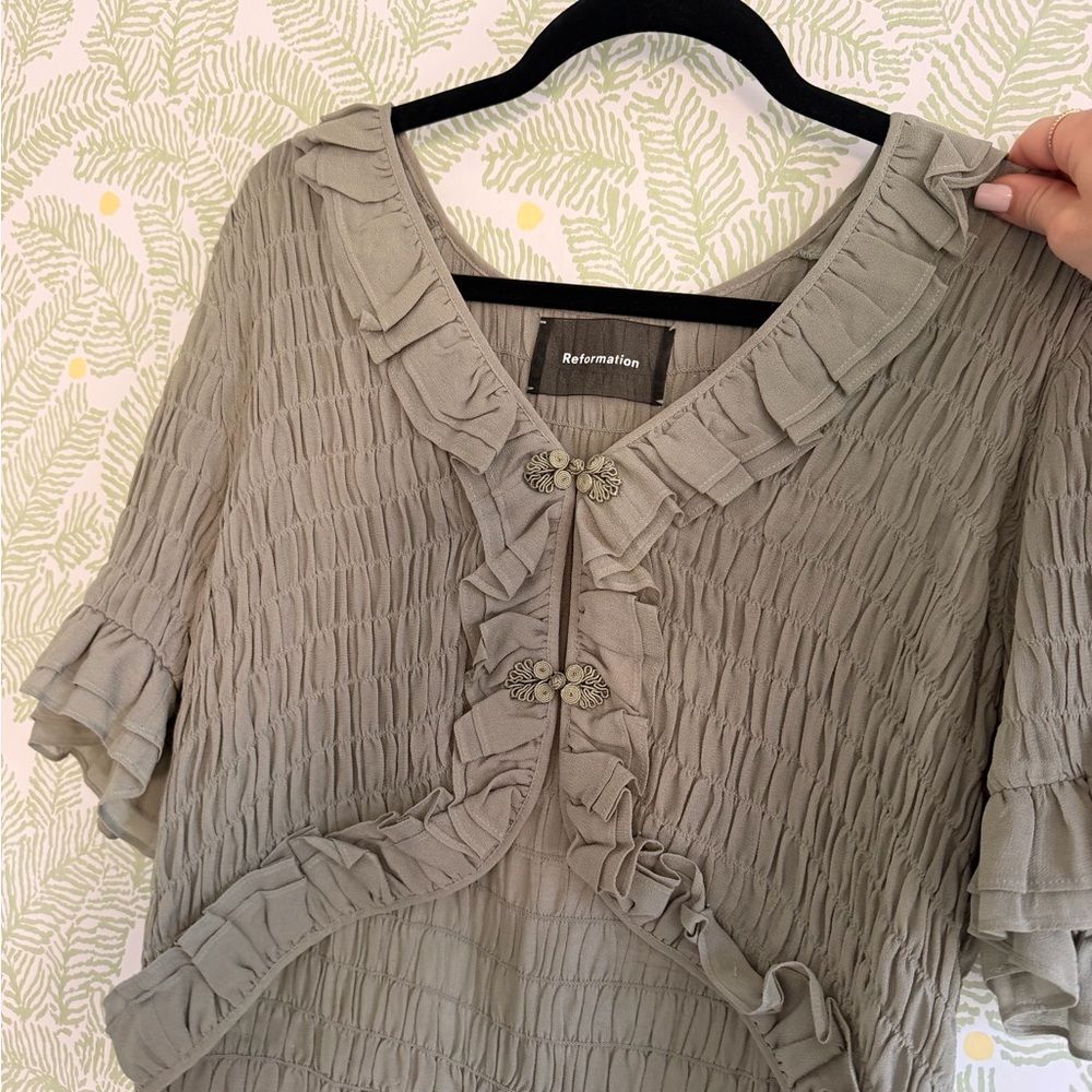 Reformation Sage Green Blouse